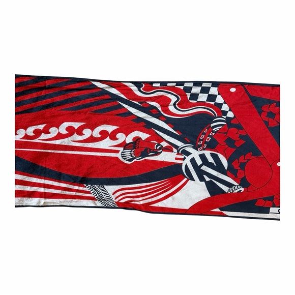 Vintage Silk Scarf Neck Wrap Tullo 60s 70s Pop Art Red White Mod Bag Accessory - Picture 8 of 13